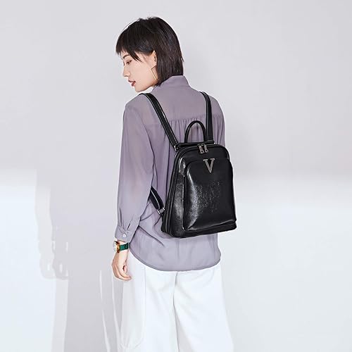 Miniatura 6 de Iswee Mochilas de cuero vintage para mujer, bolsos escolares, mochilas estilo mochila de viaje, Mochilas Daypack