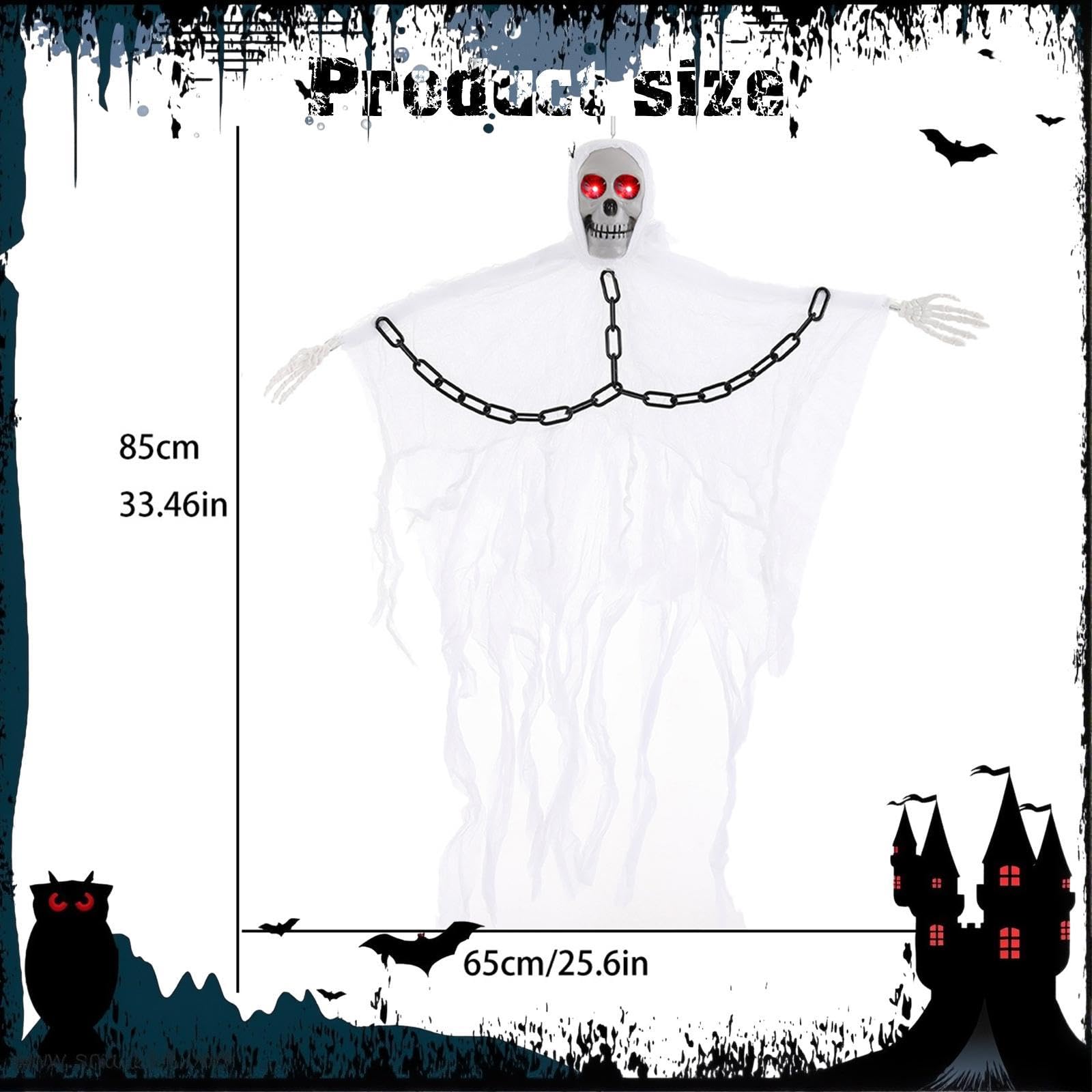 Halloween Skelett Dekoration Hängendes DIY Deko mit Realistischem Design Und Einfacher Aufhängung für Themenpartys Und Veranstaltungen, Weiß