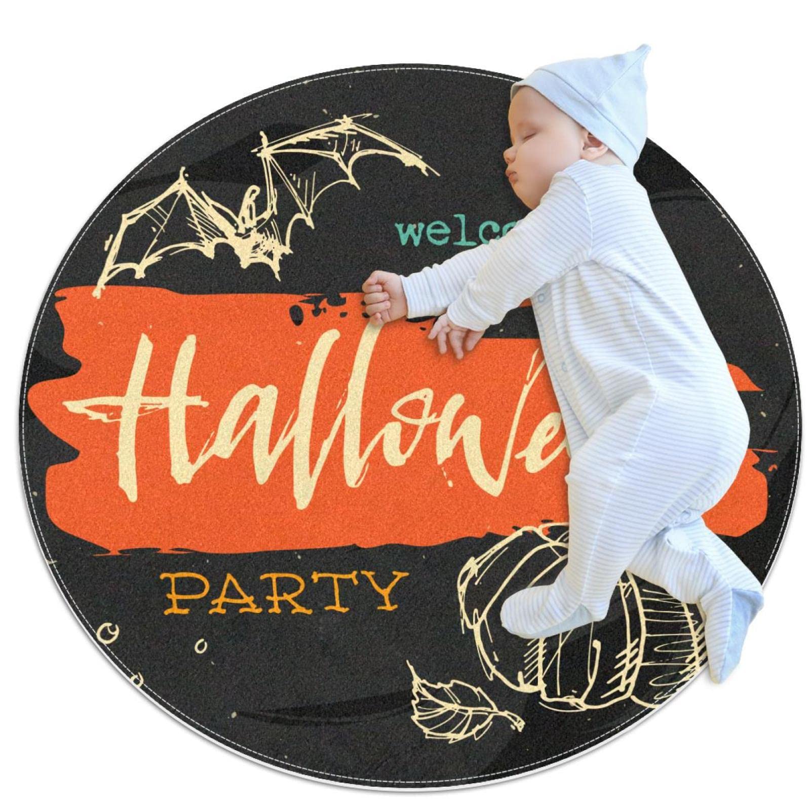 Tapis rond Halloween 100cm antidérapant et doux pour chambre