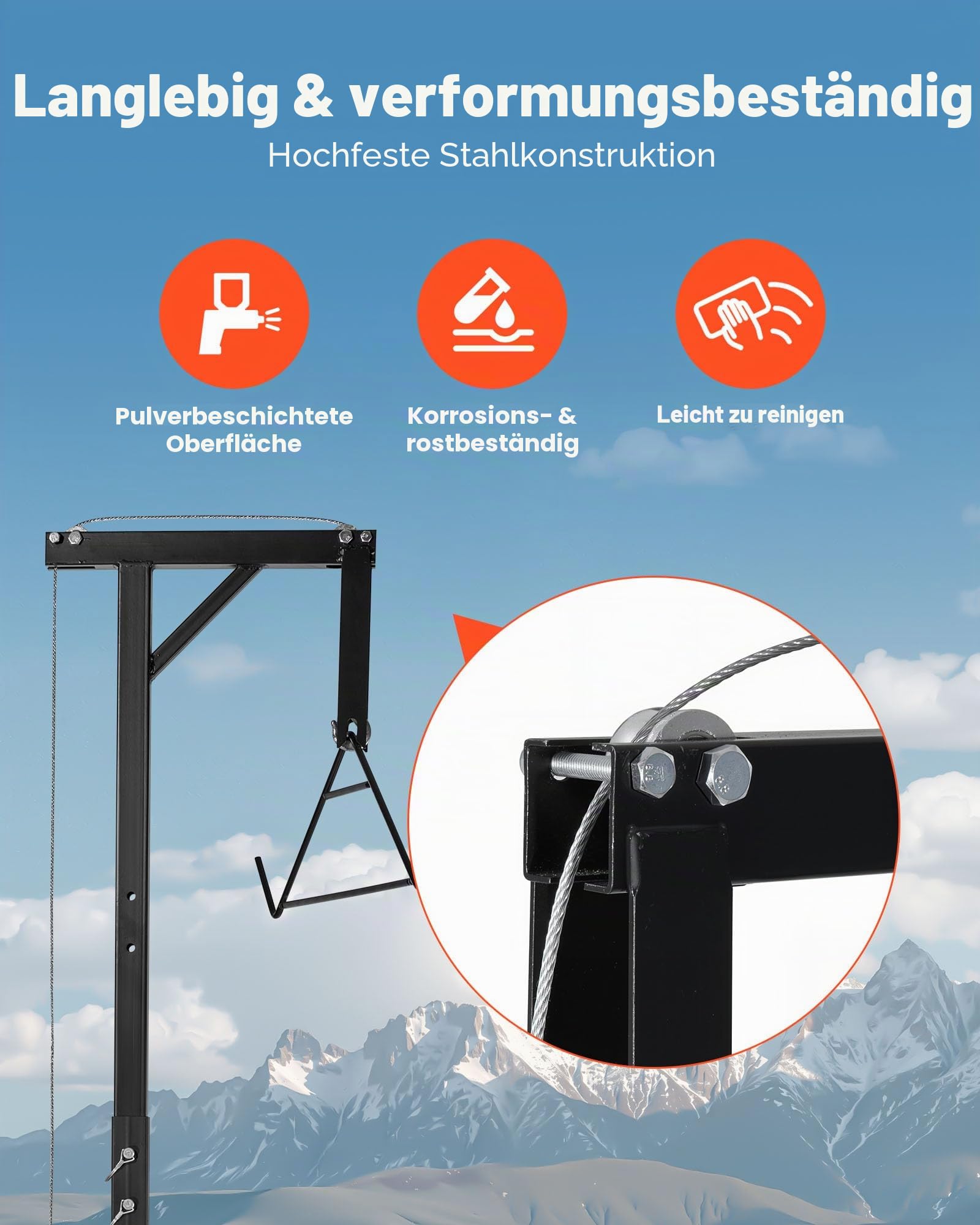 VEVOR Game Hoist mit Seilwinde & Gambrel, 226,8 kg Tragkraft, Lkw-Wildhebezeug mit 5,08 cm Empfänger, 360-Grad-Schwenkschaft & einstellbarer Höhe, zum Häuten & Säubern von Wild im Jagdspiel