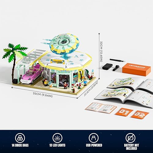 Miniatura 8 de Interstellar-Diner - Juego de 2188 piezas de iluminación para restaurante de carretera OVNI Drive-in, colección modular, luz LED, espacio de coche,