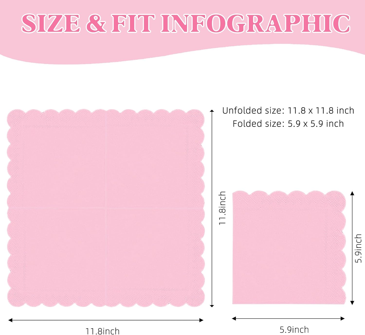 Condition photo showing New/Like New for Vyntra 120 Count Disposable Paper Napkins | 5.9 x 5.9 Inches Dinner & Cocktail Napkin for Valentine’s Day, Birthday Party - Pink