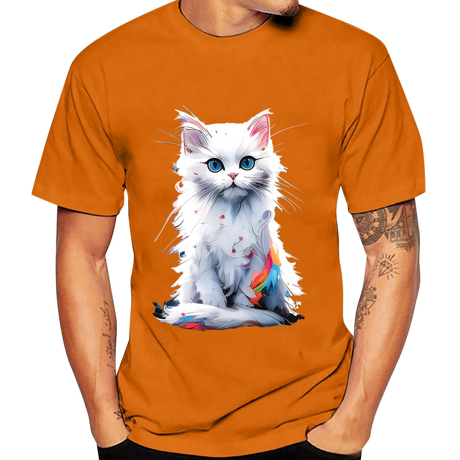 Short Sleeve Shirts Men, Male's T Shirt Round Neck Short Sleeve Animal Printing Sports Shirt Long L Wicking Breathable Running Training Sports Tee Tops Graphic T Shirt