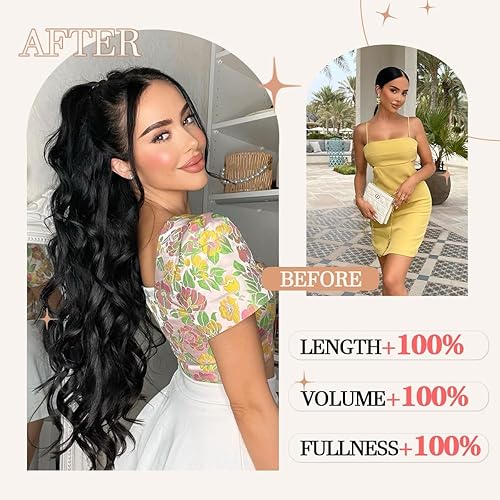 Miniatura 6 de Extensión de cola de caballo de 26 pulgadas, extensiones de cabello sintético de aspecto natural para mujer, color marrón oscuro chocolate, 6#