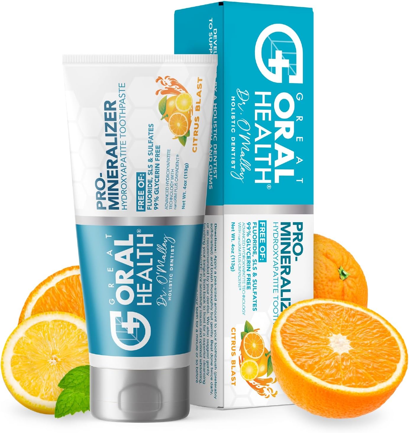 Nano hydroxyapatite Toothpaste Fluoride Free; Dentist Formulated Pro Remineralizing Toothpaste Plus Anti Cavity Xylitol, Tooth Remineralization for Sensitive Teeth & Enamel Support in Citrus Blast