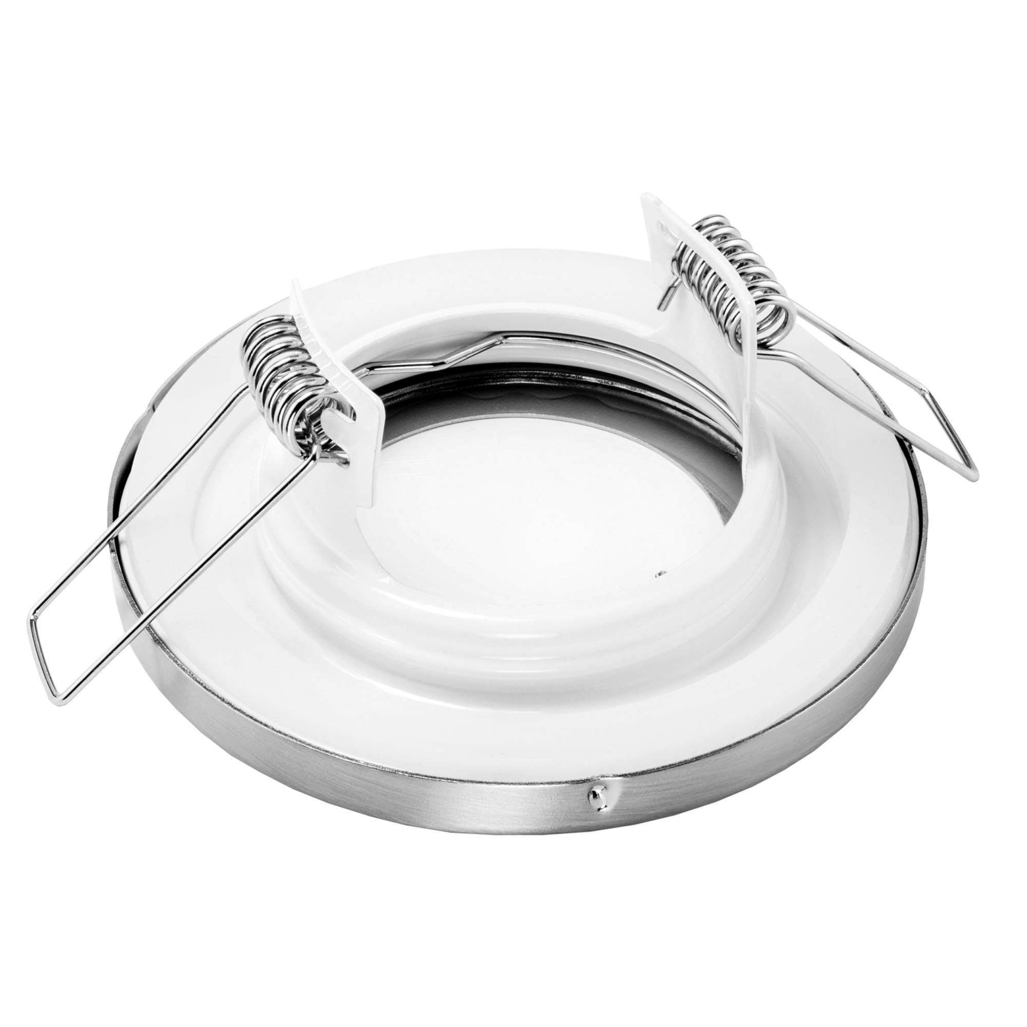 linovum 10 Stück fourSTEP Einbauleuchte LED Bad flach dimmen ohne Dimmer - LED GU10 5W warmweiß 230V - Spot IP65 gebürstet