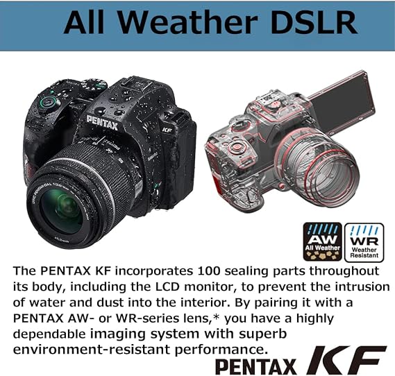 Pentax 1202 KF APS-C digital SLR camera 18-55 WR kit, dustproof weather-resistant vari-angle LCD monitor,black