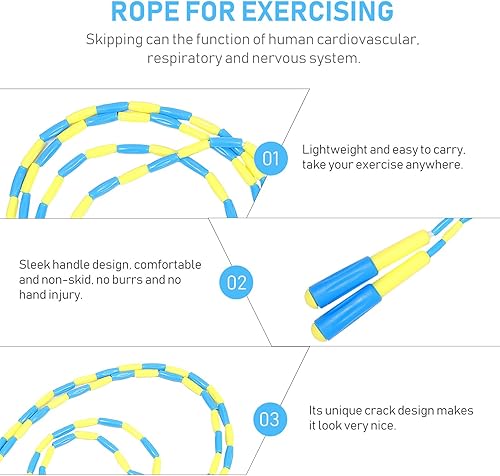 Miniatura 5 de Alipis Cuerda de saltar ajustable con cordón de cuentas suave, cuerda de saltar ligera para adultos, ejercicio de gimnasio y entrenamiento de