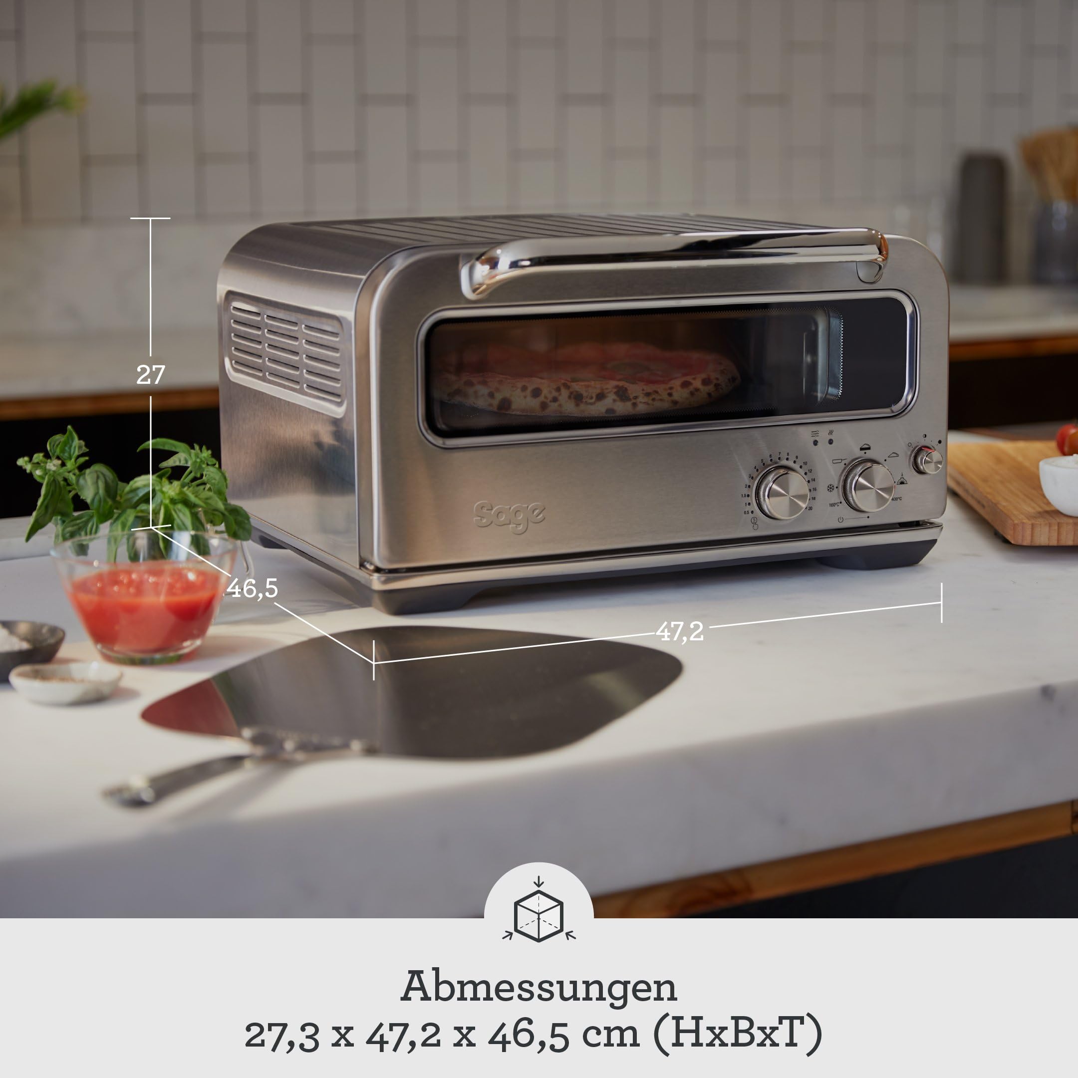 Sage The Smart Oven Pizzaiolo, Gebürsteter Edelstahl
