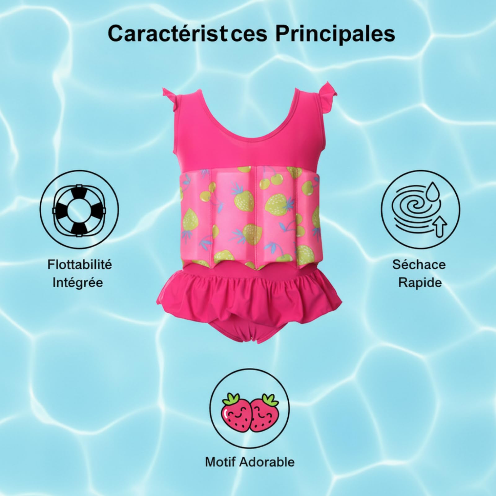 Maillot De Bain GarçOns Et Filles, Plage Anti Noyade Maillot De Bain Flottant Bebe Enfant avec Flotteur Une PièCe BouéE IntéGré BéBé GarçOn Filles Flotteurs Ajustables pour Natation DéButant Enfants