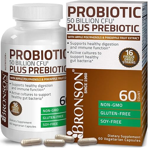 Miniatura 2 de Probiótico 50 mil millones de UFC + prebiótico con polifenoles de manzana y extracto de fruta de piña + complejo de vitamina B liberación sostenida