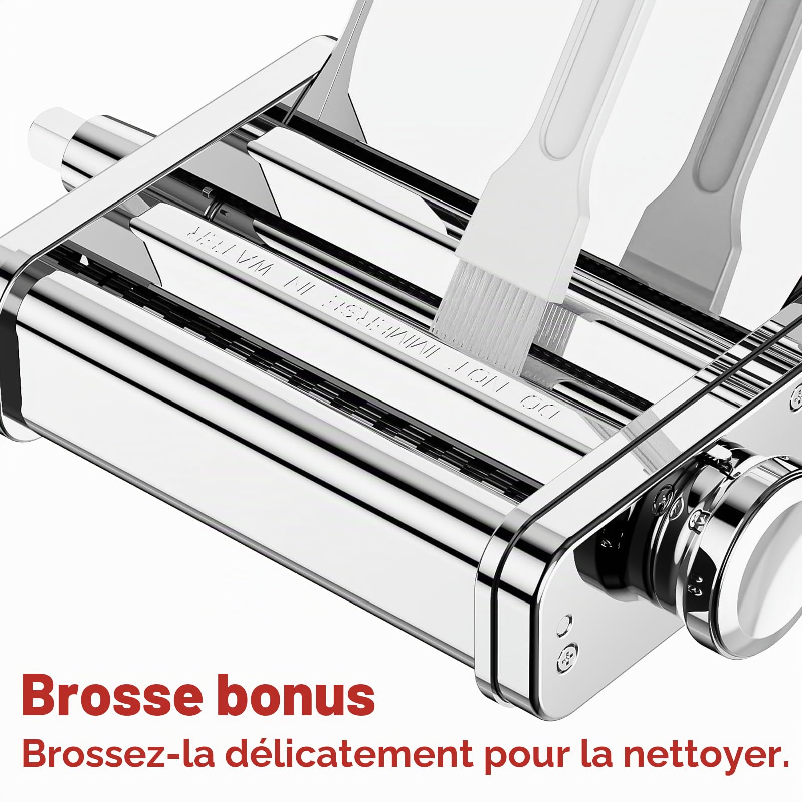 Gvode Accessoire Pâtes 3 en 1 Acier Inoxydable pour KitchenAid Artisan, Laminoir Acier Inoxydable pour KitchenAid, Découpe Spaghetti, Fettuccine et Feuille de Pâtes, Plaque Guide Inox