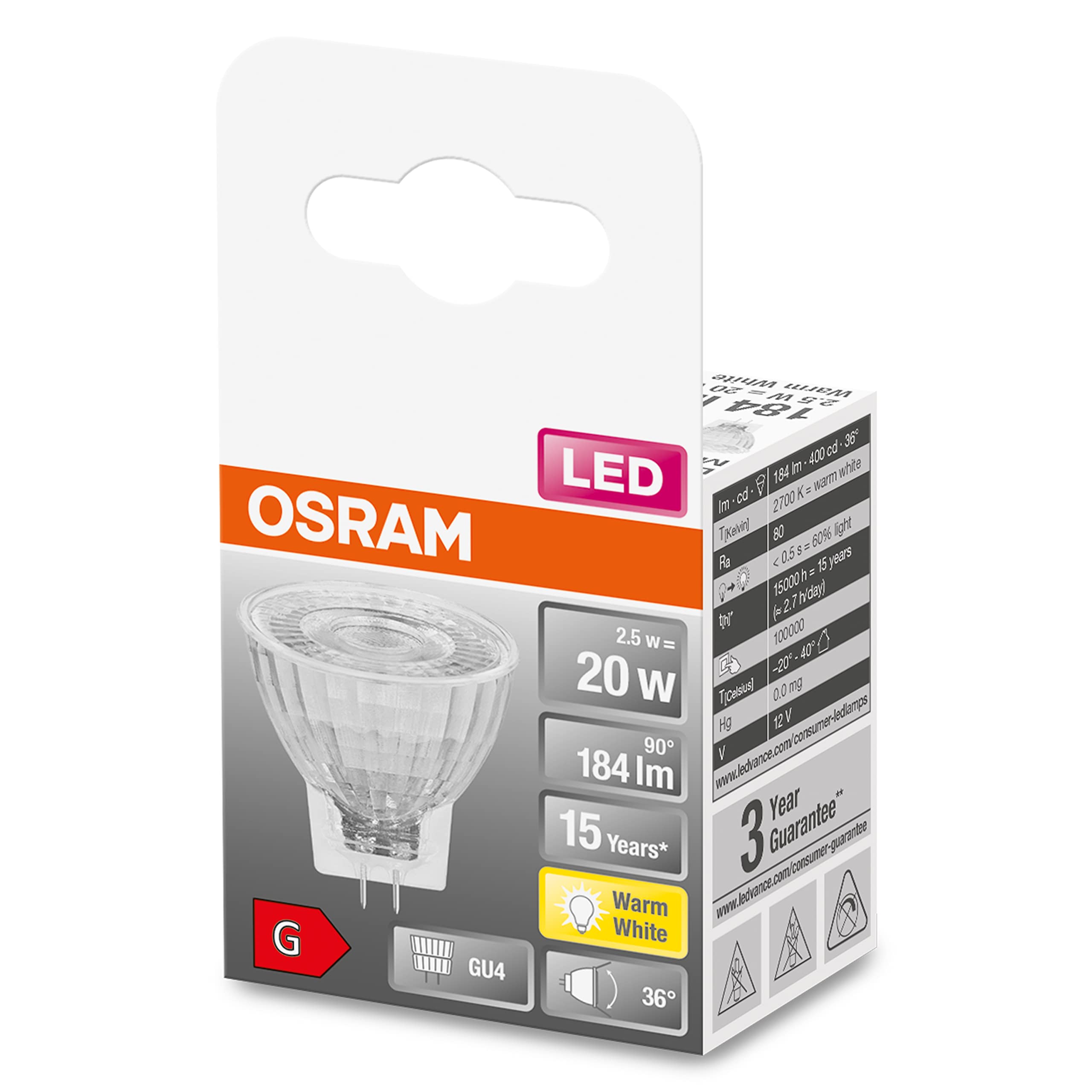 OSRAM LED-Spot PAR16 GU10, 2700K Warmweiß, 350 Lumen - Perfekt Für Akzentbeleuchtung Im Wohnzimmer Oder Schaufenster