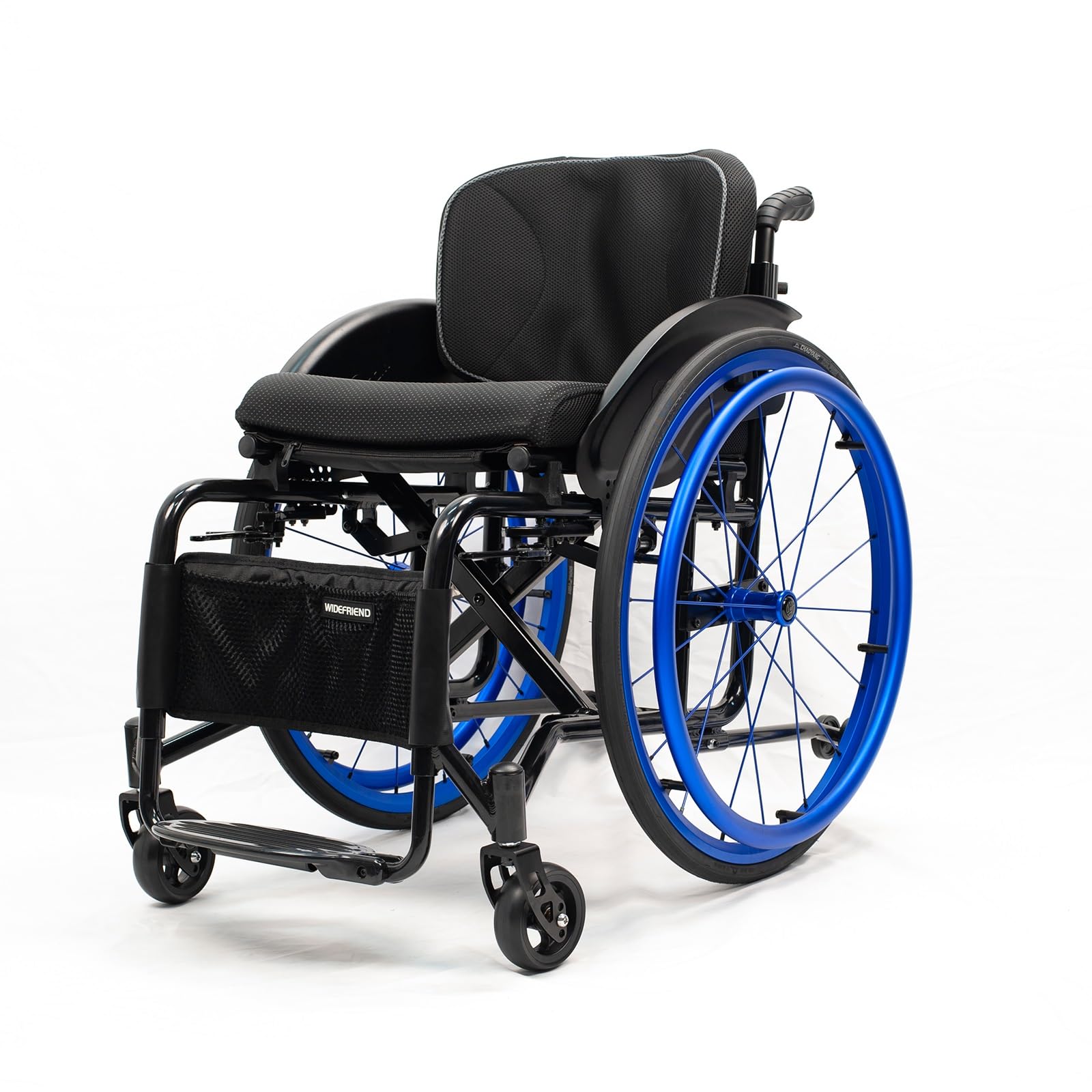 All-Terrain Ultra Lightweight Sports Wheelchair Foldable Adjustable Footrest and Seat Height, Handbrakes,Suitable for Teenagers, Adults, Seniors(Blue2