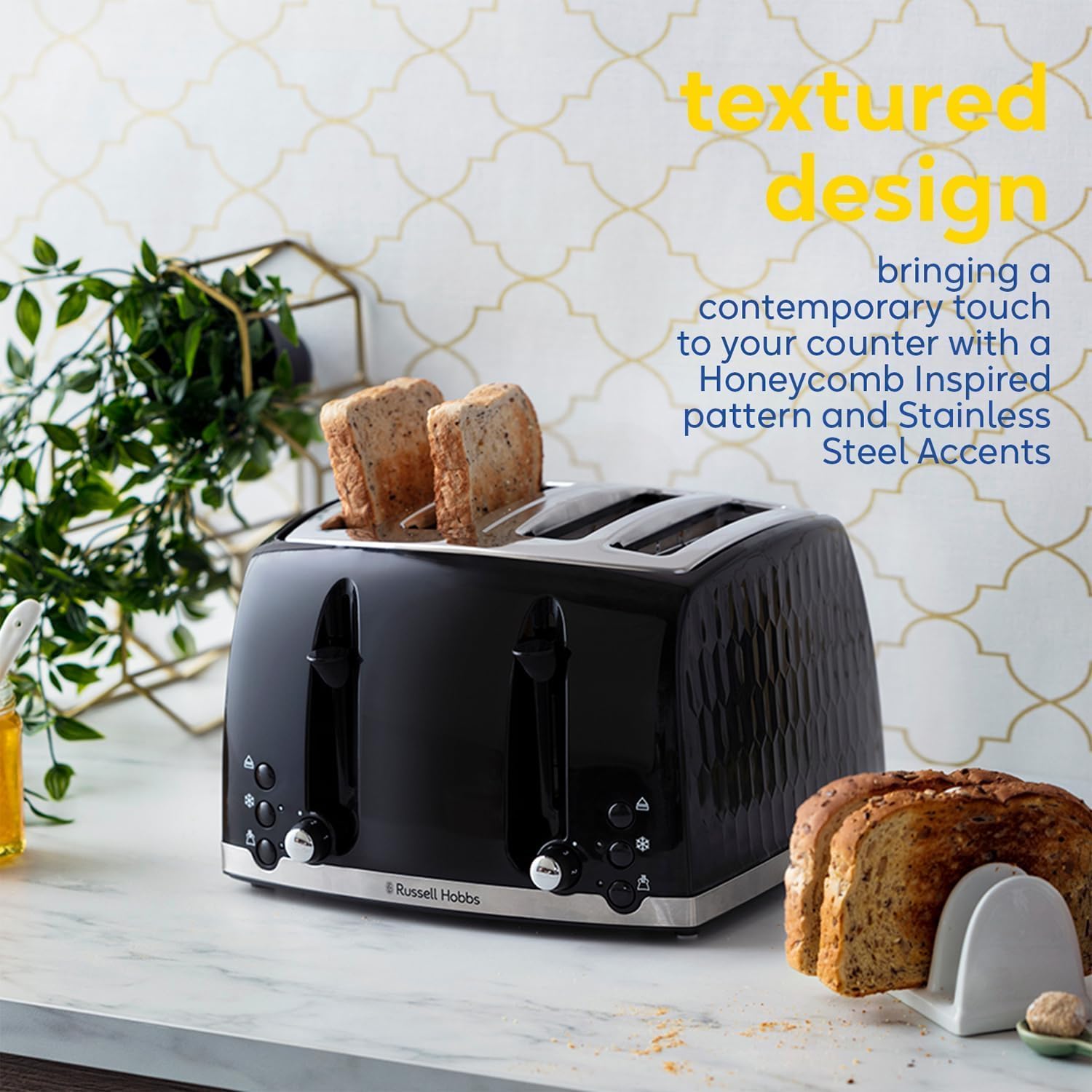 Russell Hobbs Russell Hobbs Honeycomb 4 Slice Toaster (Independent & Extra wide slots wit… thumbnail 7