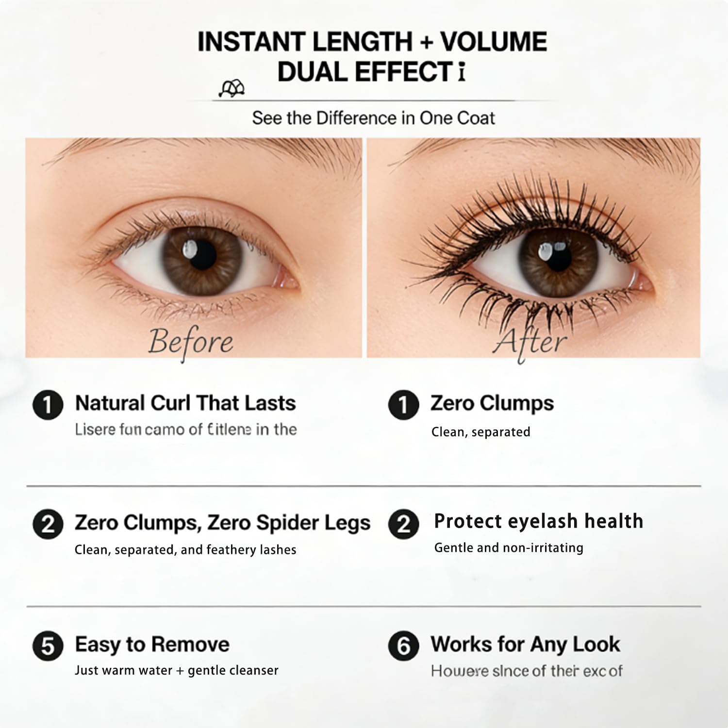 Felvaris Waterproof Fibre Mascara,Felvaris Mascara, Tubular Eyelash Primer,Hydrofix Fiber Mascara, Waterprooflong Curling Mascara, Natural and Non-smudged (Black) - 5