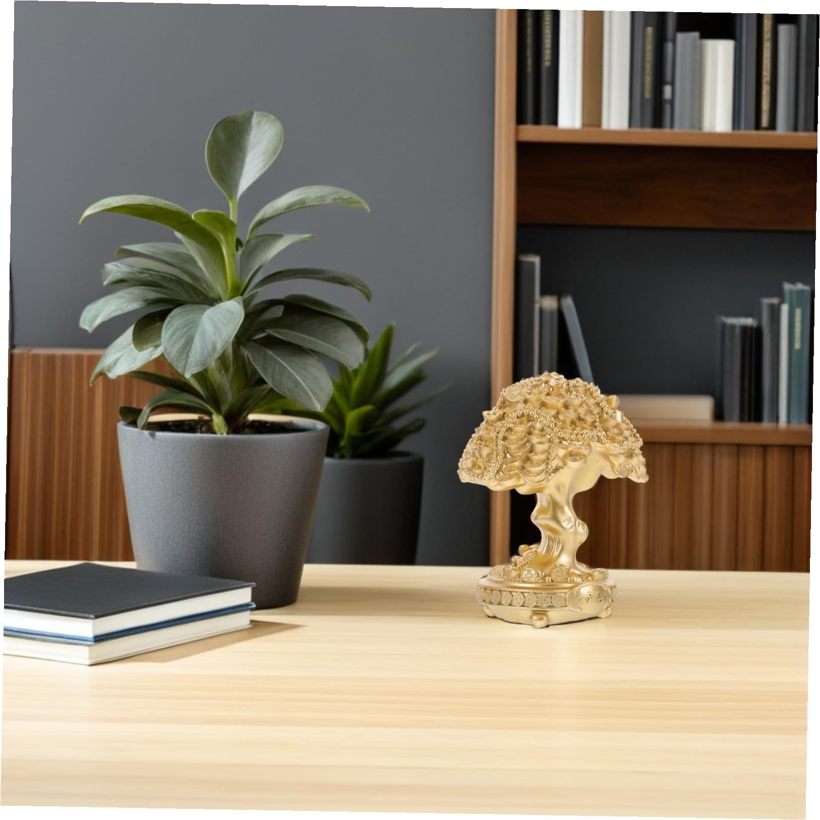 Geldbaum aus Kunstharz als Dekorativer Bonsai im Klassischen Chinesischen Stil für Büro und Schrank als Symbol für Wohlstand und Glück