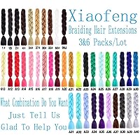 Vista 5 de Xiaofeng Extensiones de cabello trenzado para mujer, 3 paquetes de 100g/paquete (3.53 oz/paquete), 24 pulgadas, alta temperatura, ombré, pelo