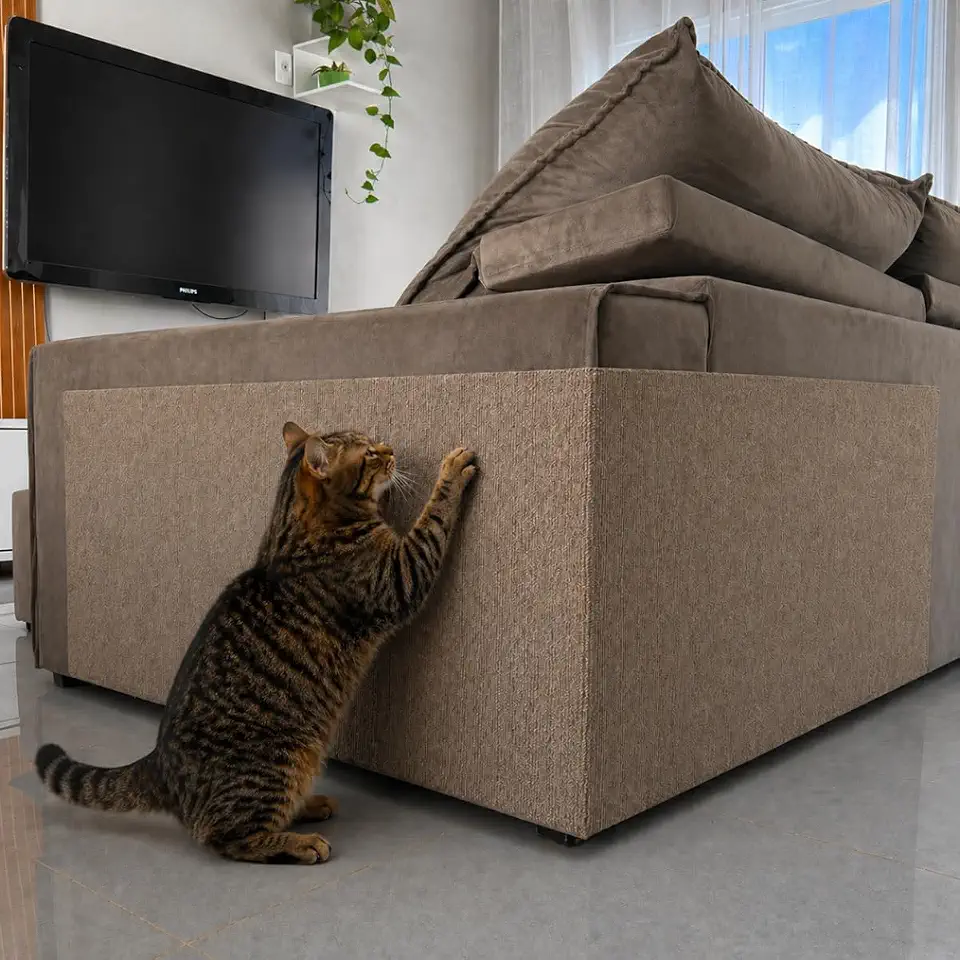 Petliz Carpete Arranhador para Gato, Protetor de Sofá e Cama, Bege, 200x50 cm, Adesivo