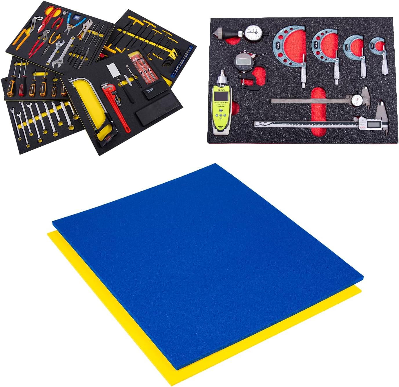 5S Tool Box Shadow Foam Organizers (2 Color) FITS Craftsman Model# 112225 Bottom Box (12.75 x 22.125", Blue Top/Yellow Bottom)…