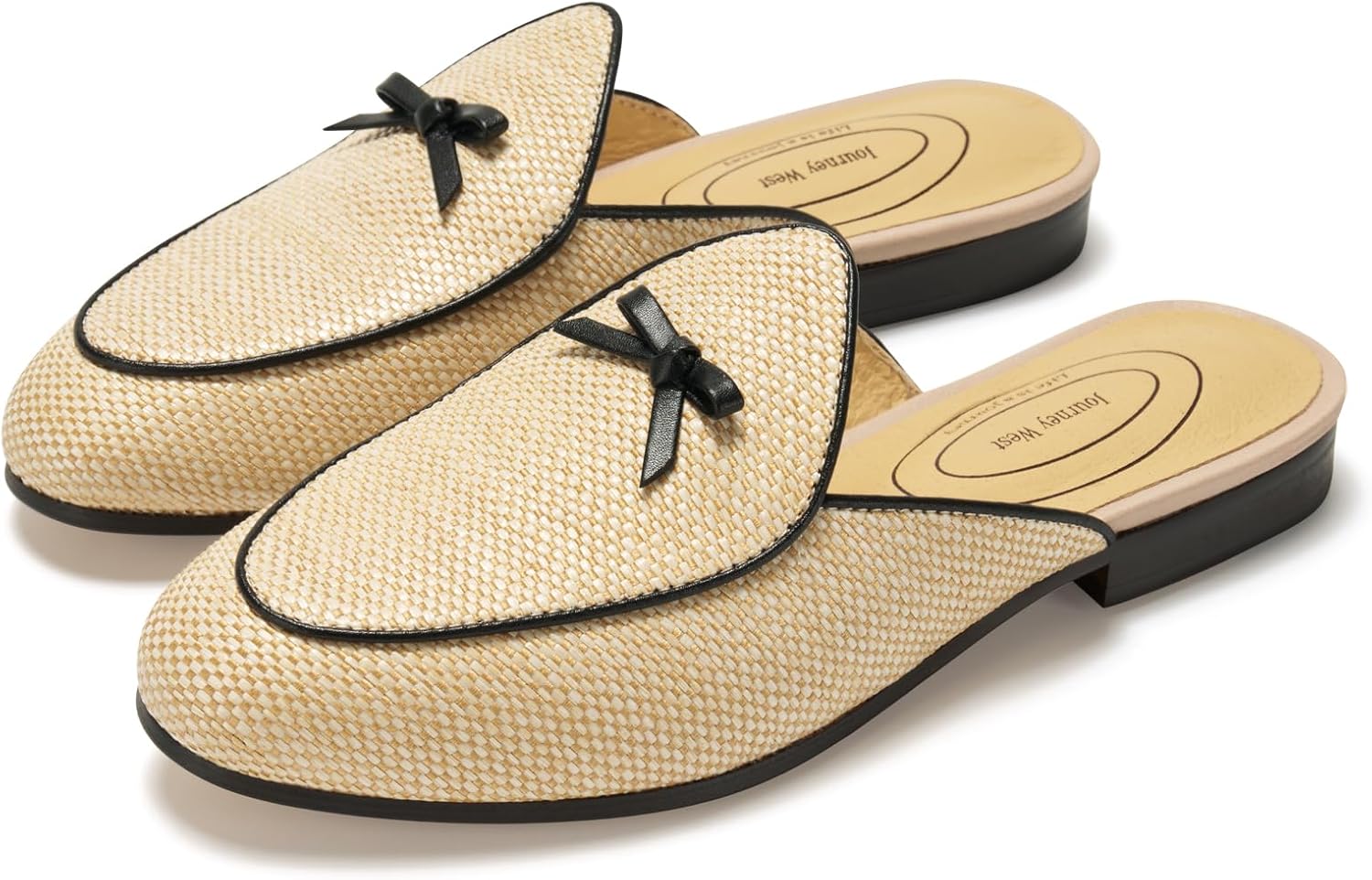 Journey West Women's Mules Flats with Embroidery Belgian Loafers Slip on Slippers for Women - Image 2