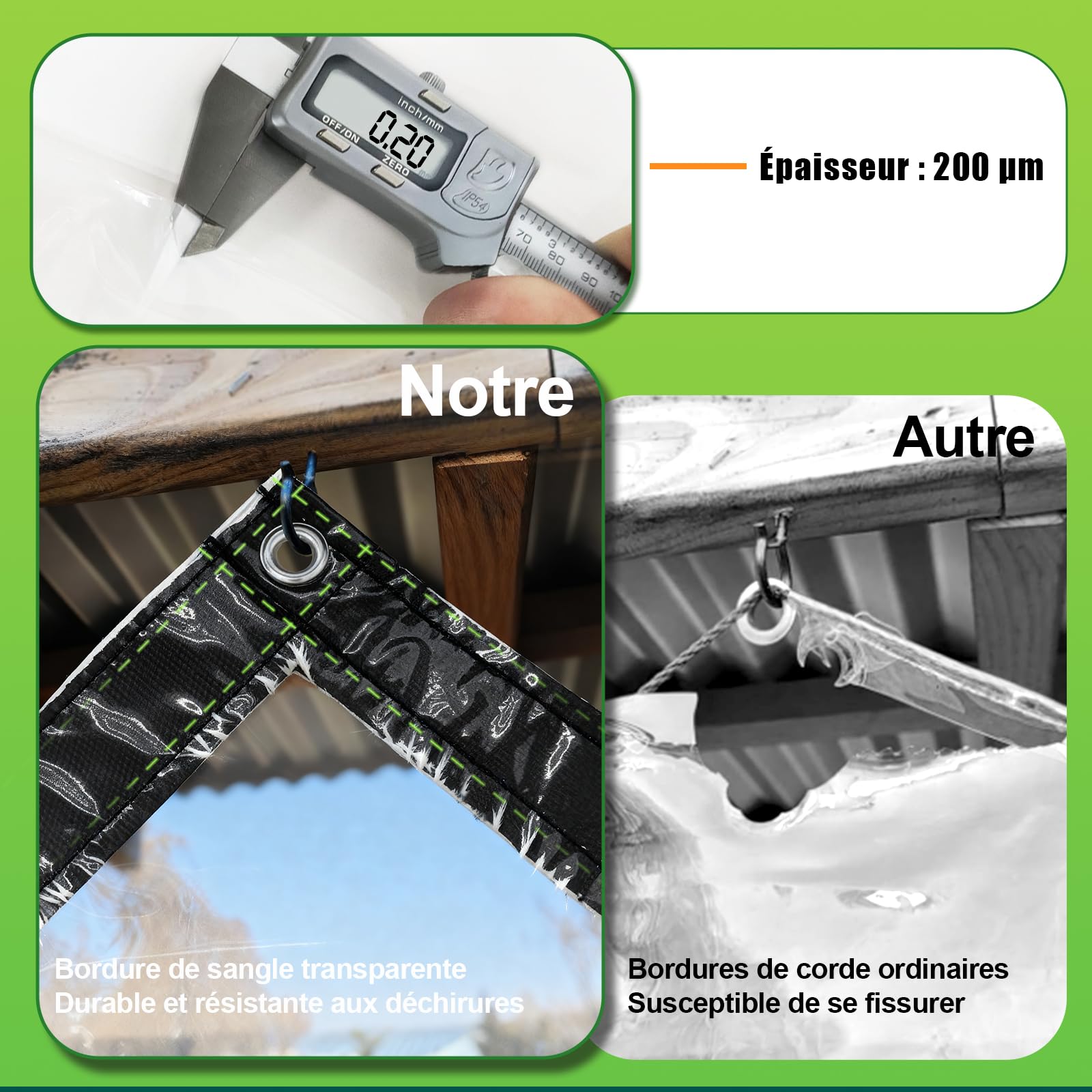 Bâche en Plastique imperméable de PVC de Transparente avec des Oeillets, des couvertures de Feuille d'usine de Fleur Anti-Pluie, 400g / m² (Size : 2m×4m)