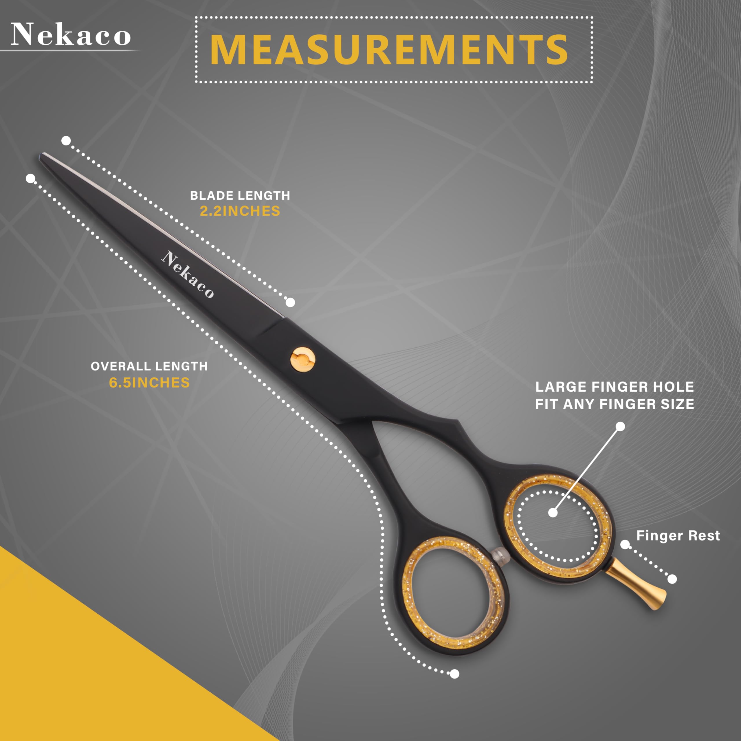 Tijeras profesionales de corte de cabello de 6.5 pulgadas, tijeras de acero inoxidable de alta calidad, tijeras de pelo con tornillo ajustable para peluquería y hogar (negro, 6.5 pulgadas) 6