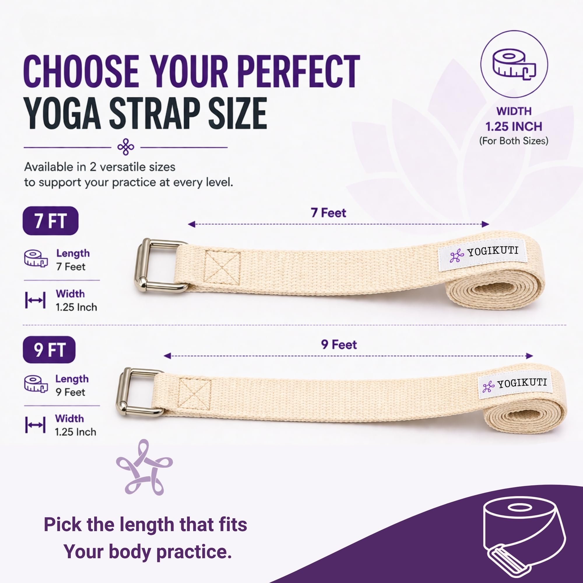 Correa de yoga (9 pies (3 m), blanco)