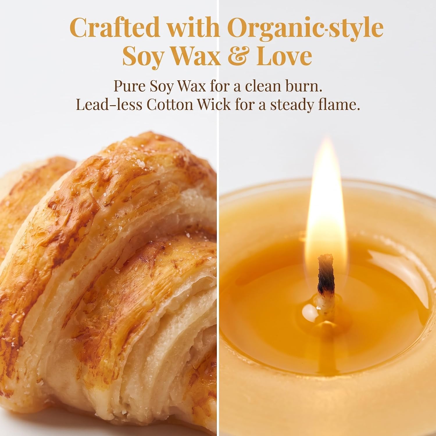 Croissant Shape Soy Wax Candle,Realistic Creamy Bread Scent