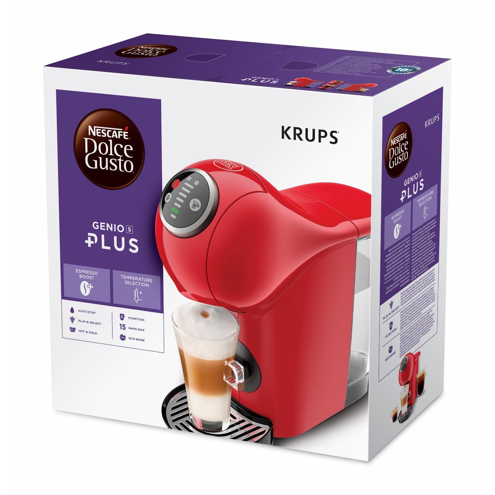 Krups Genio S Plus - Macchina da caffè per caffè espresso Boost, funzione XL KP340510, 0.8 lt