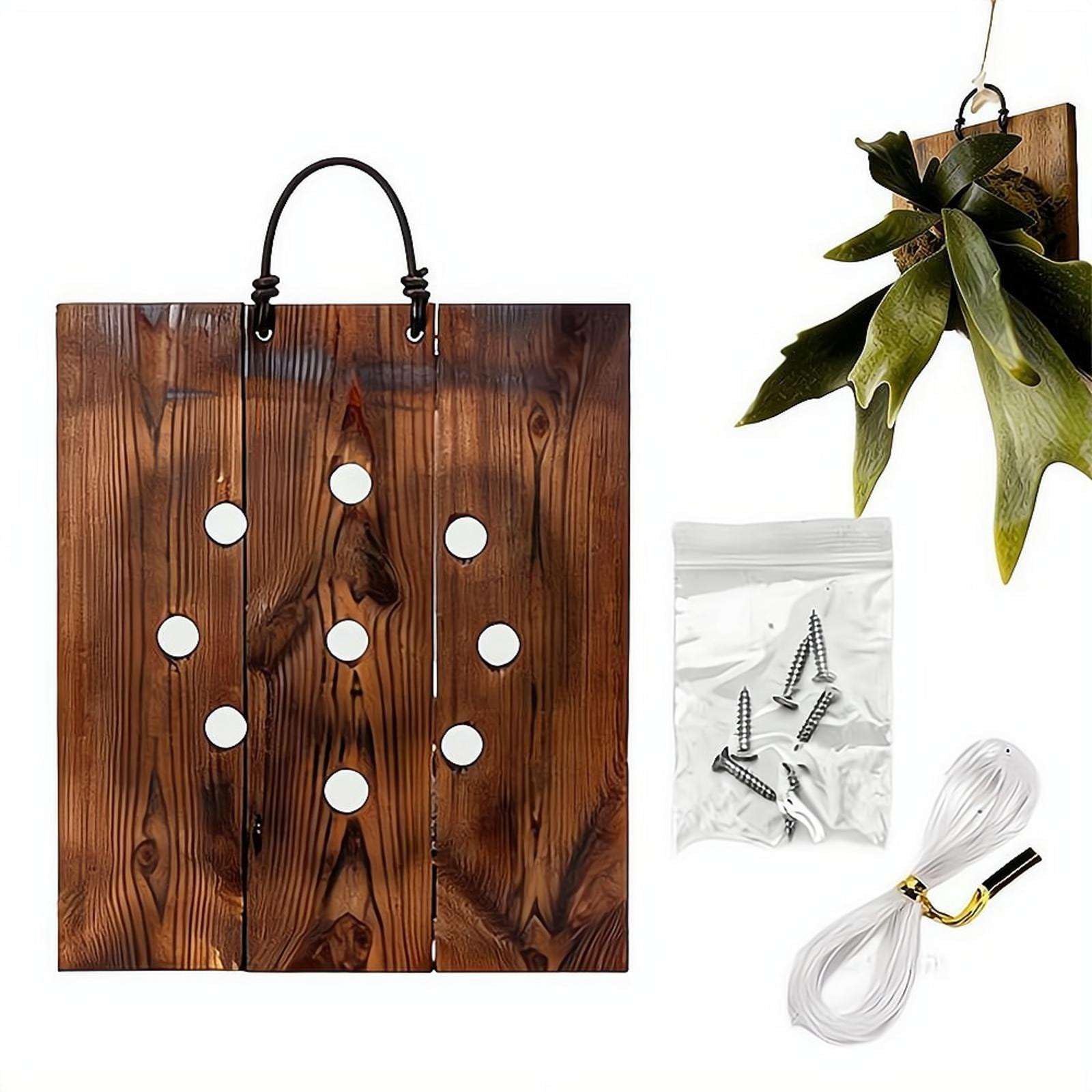 Cikiki Staghorn Fern Mounting kit,Wall Hanging Board Vertical Plant Holder,Wood Orchid Wall Planter for Orchids Staghorn Fern Tropical Plants