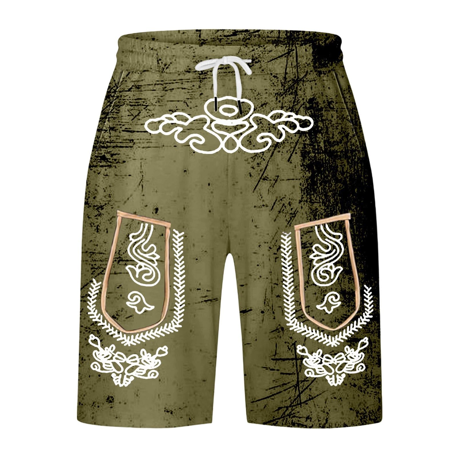 Trachten Badehose Herren - Lederhosenoptik Wasserabweisend Für Oktoberfest & Pool