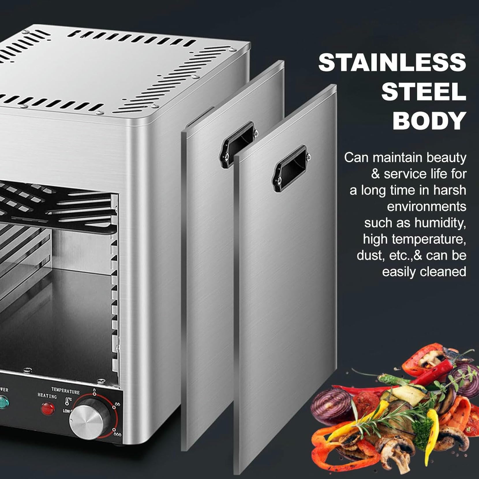 Komercyjny Blat 1700 W, Elektryczny Grill Stekowy, 800 ℃ Regulowana Temperatura - 5 -Minutowe Podgrzewanie - 10 Minut Czasu
