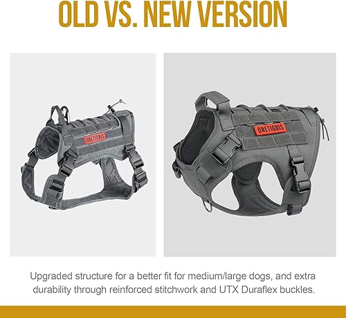 Miniatura 3 de Chaleco táctico para perro, con asa, arnés militar para perros grandes y medianos, chaleco de perro sin tirar con paneles de gancho y bucle, arnés