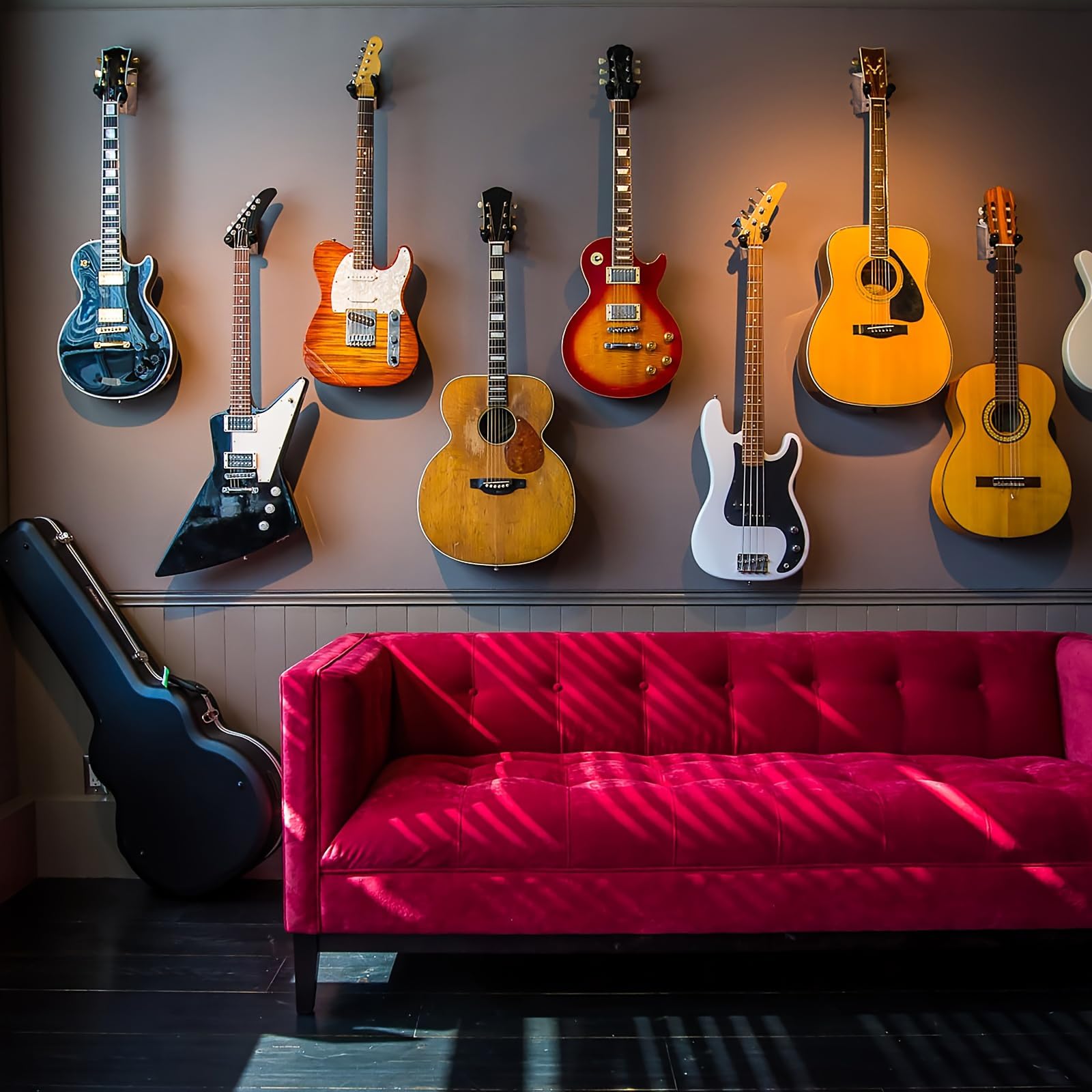 Confezione da 4 porta chitarra da muro, supporto chitarra muro con gancio morbido regolabile per chitarre di tutte le dimensioni, ganci per chitarra a parete a forma di U per chitarra acustica