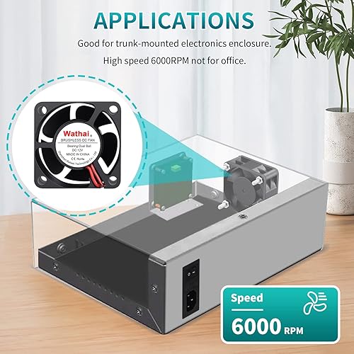 Miniatura 3 de Wathai Ventilador de enfriamiento sin escobillas de CC con rodamiento de bolas dual de 1.575 in x 0.787 in y 12 V para reemplazo de fuente de