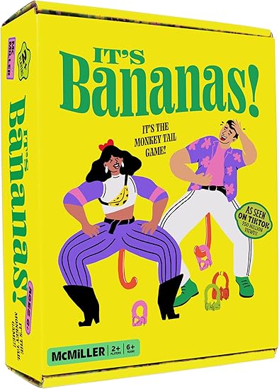 MCMILLER ENTERTAINMENT It’s Bananas! The Monkey Tail Game – Funny Family & Party Game for Kids & Adults | Hilarious Gift for Birthday, Christmas, Bachelorette, Thanksgiving, White Elephant
