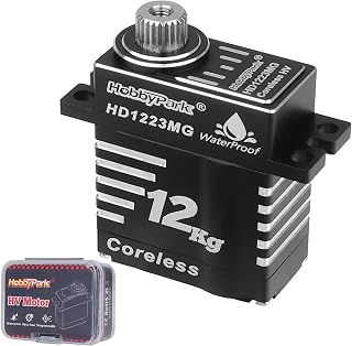 HobbyPark Waterproof 12kg High Torque RC Micro Servo Coreless Motor Metal Gear Digital Servo Aluminum Steering Servo for TRX4M TRX4MT 1/18 Crawler & Shift Servo for TRX4 SCX10 1/10 Airplane 180°