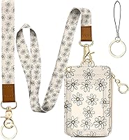 Vista 8 de bolimoss Cordón con cartera, funda de identificación con cremallera y cordón, soporte para credencial, cartera con cordón para mujer, cartera