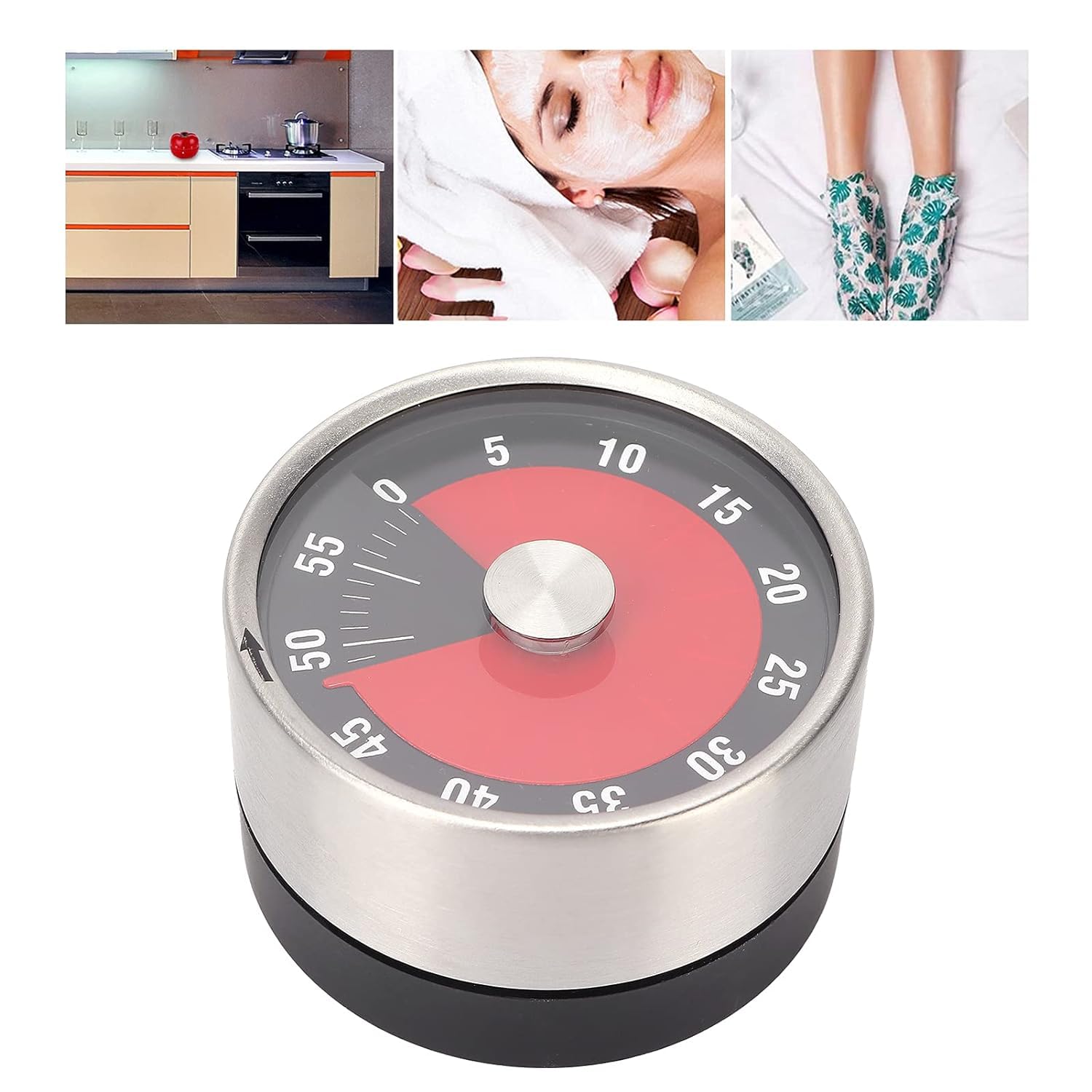 ULTRINA Magnetic Kitchen Timer Clock | Cooking Countdown Cadrim Mechincal Visual Analog Timer |Cooking Loud Alarm Clock Timer |Magnetic Back Stand Hanging Hole Timer Manual for Study,Cooking,Baking