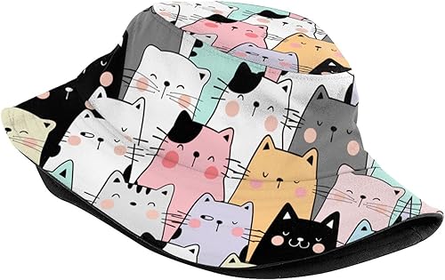 Miniatura 2 de Lindos sombreros de pescador de gato a la moda para exteriores con dibujos animados gato pescador para mujeres y hombres viajes color negro
