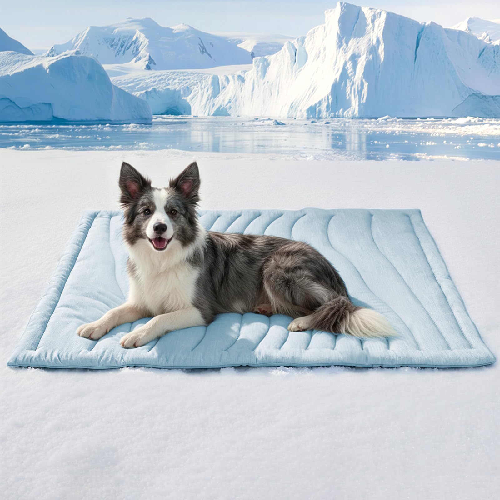BECEMURU Dog Cooling Mat, 120x70cm Thickened Breathable Cold Pad for Summer Active Dog, Q-MAX＞0.46 Rapid Cooling Washable Kennel Crate Pet Bed Mat, Durable Dual-Side Use Non-Gel Blue