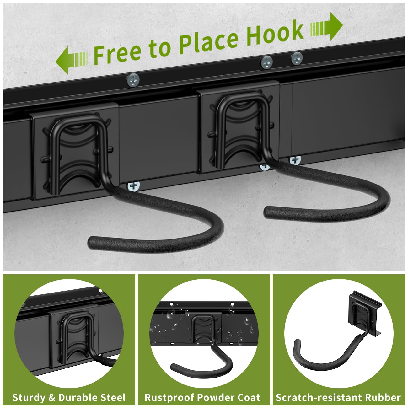 Housolution Bike Storage Rack 32Inch for 4 Bikes + 3 Helmets, Up to 300lbs, Heavy Duty Bike Hangers for Garage, Bike Hooks for Garage, Solid Steel Bicycle Storage, Bike Wall Mount, Black