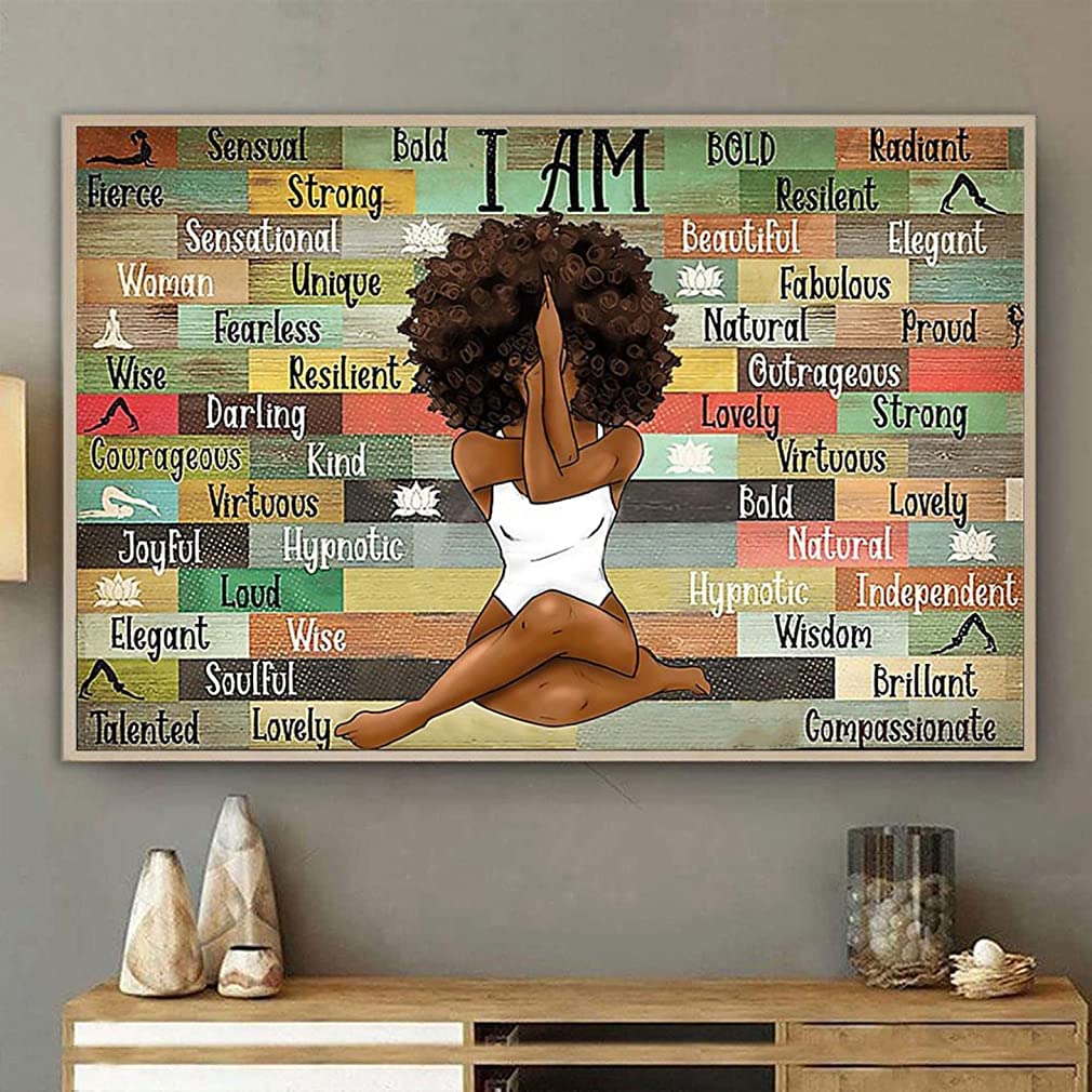 Funny Jigsaw Puzzles I Am Afro Queen Meditation Poster Black Woman Poster African American Wooden Puzzle for Adults Kids Toys Gift Entertainment Props