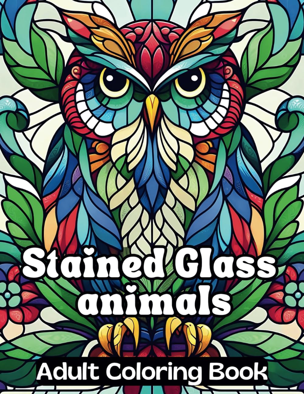 stained glass animals adult coloring book: Creative coloring book for Stress Relief and Relaxation