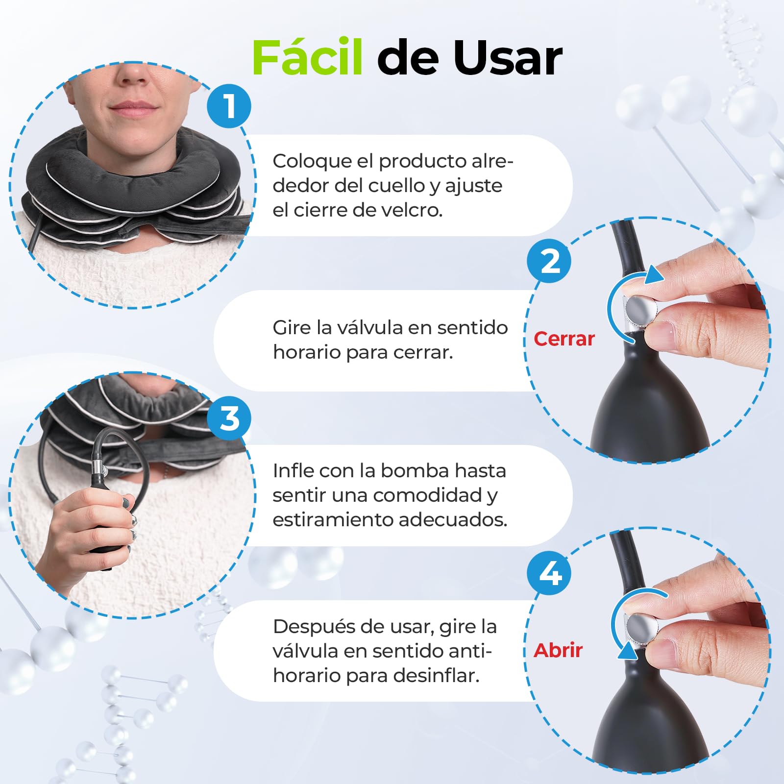 AUVON Traccion Cervical Inflable para Estiramiento Cervical con Diseño Innovador de 3 Capas en Tamaños Variables para Descompresión, Collarín para Alivio Inmediato, Soporte del Cuello, Uso en el Hogar