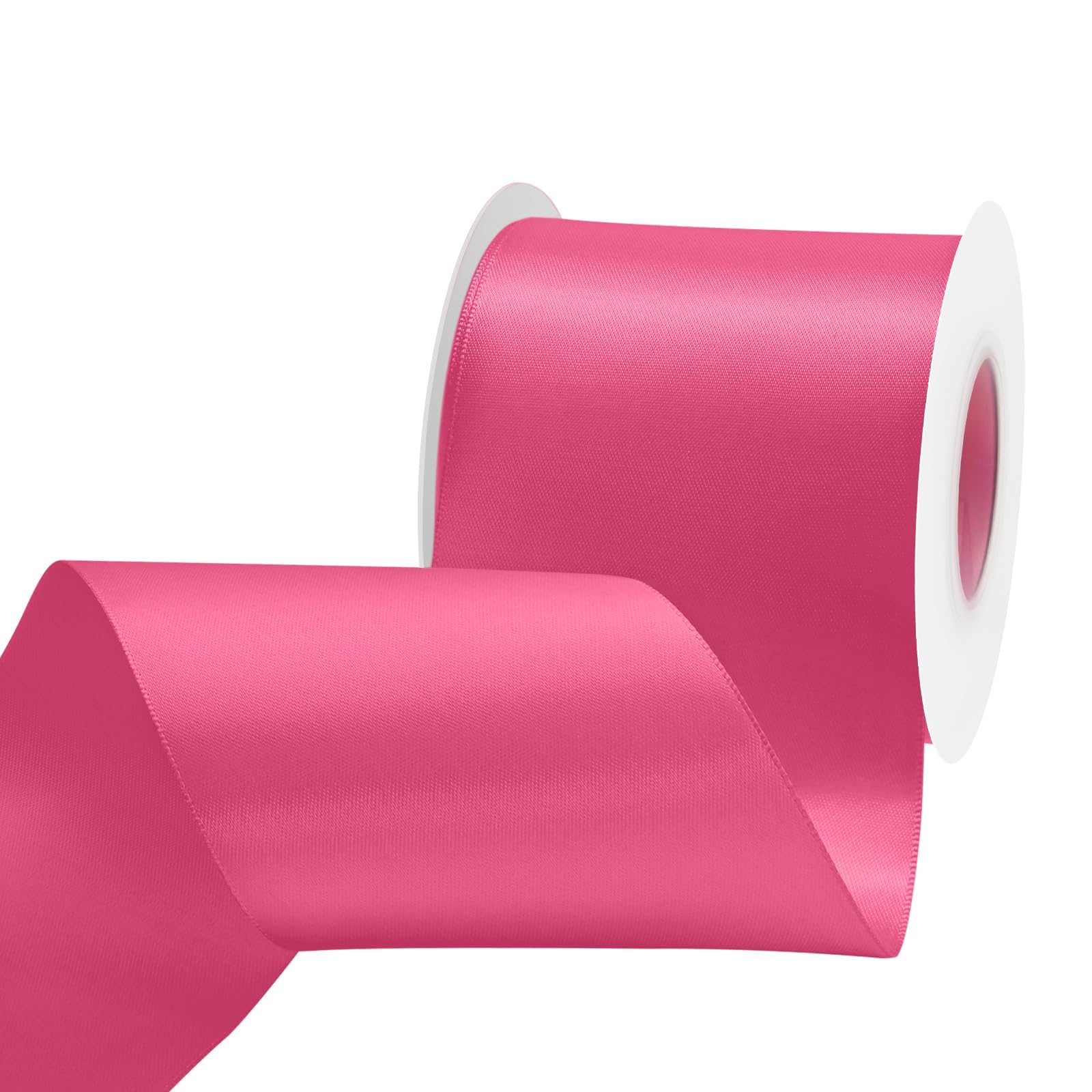 Double Face Hot Pink Satin Ribbon 3 inch X 15 Yards Polyester Hot Pink Ribbon for Gift Wrapping Very Suitable for Weddings Party Hair Bow Invitation Decorations and More