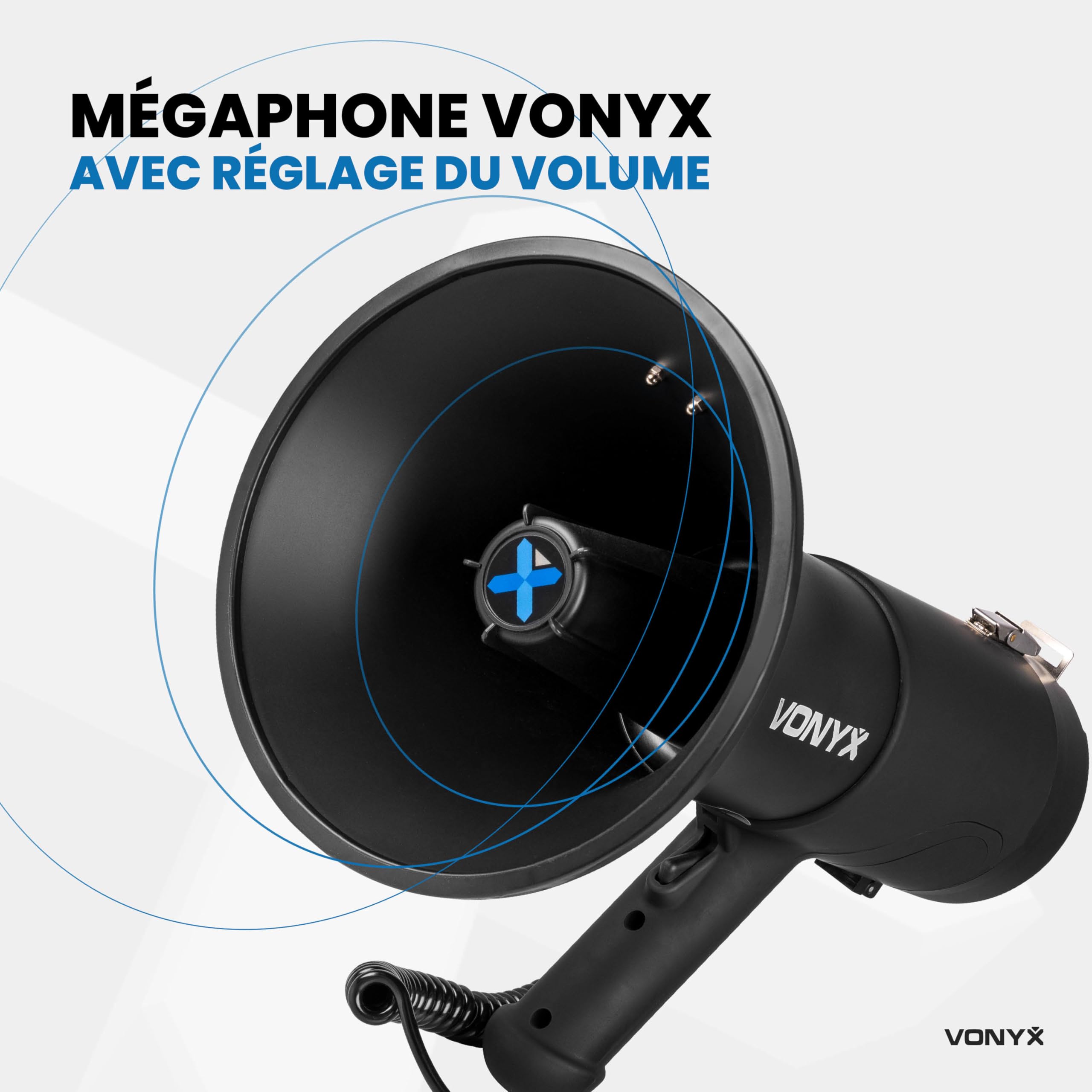 VONYX MEG075 Pack Mégaphone 75W - avec 1x Batterie Rechargeable MRB12, Portée Jusqu’à 1,3 km, Micro Main Détachable, Bluetooth & Lecteur MP3, Idéal pour Manifestations et Matchs Sportifs