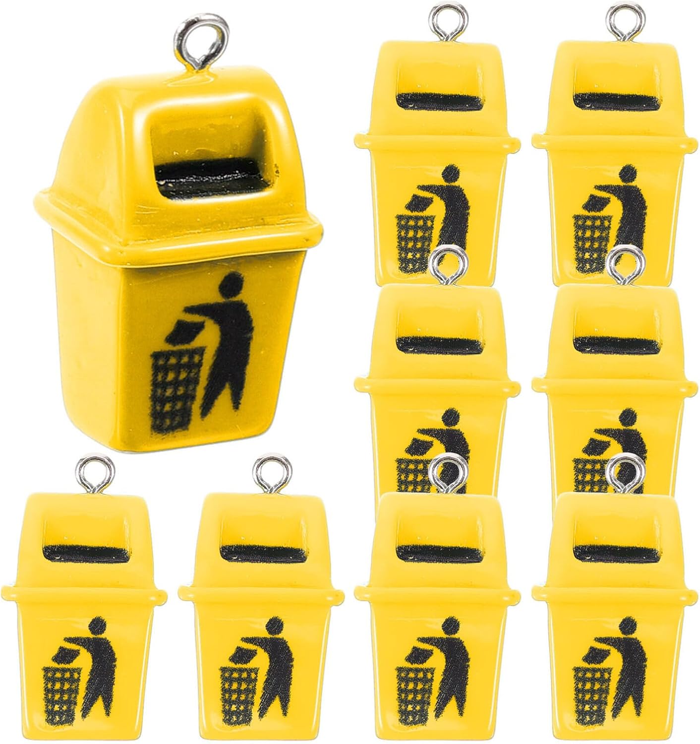 CALLARON 10pcs Funny Cute Toilet Bottle Charm, Kawaii Trash Can Charm Pendant Key Chain Making Charms Jewelry Findings for