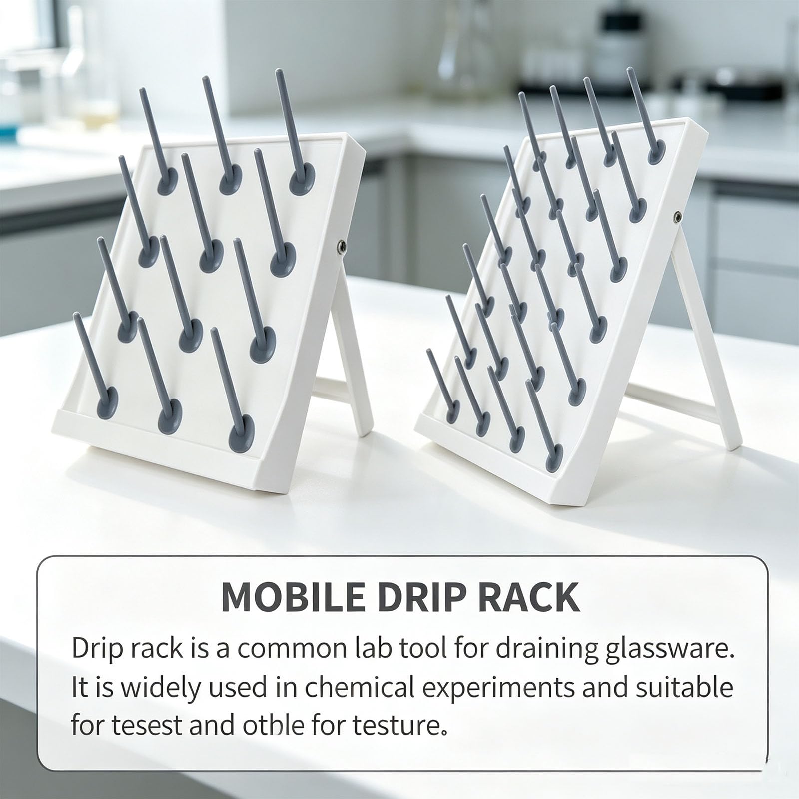 Estante De Secado para Laboratorio, Estante De Almacenamiento De Material De Vidrio De Laboratorio con Clavijas Desmontables, Distancia Entre Columnas De 95 Mm, Diseño Móvil, para Tubos De